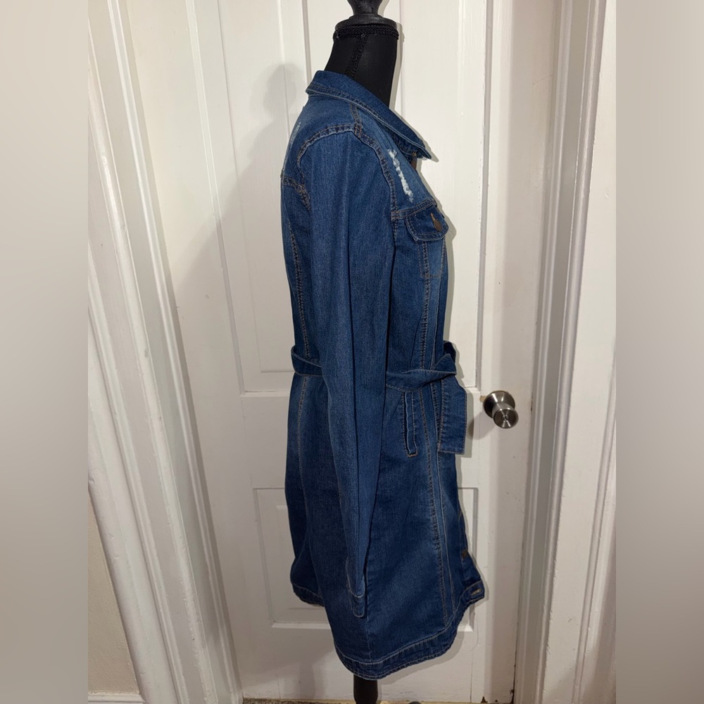 Women's XL dress jean dress Denim‎ Button-Up Belt casual work fun party - Picture 2 of 5